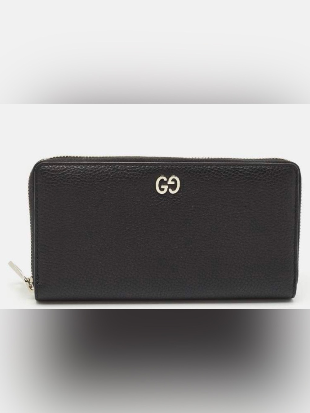 Gucci Black Pebbled Calfskin Dorian Zip Around Wallet